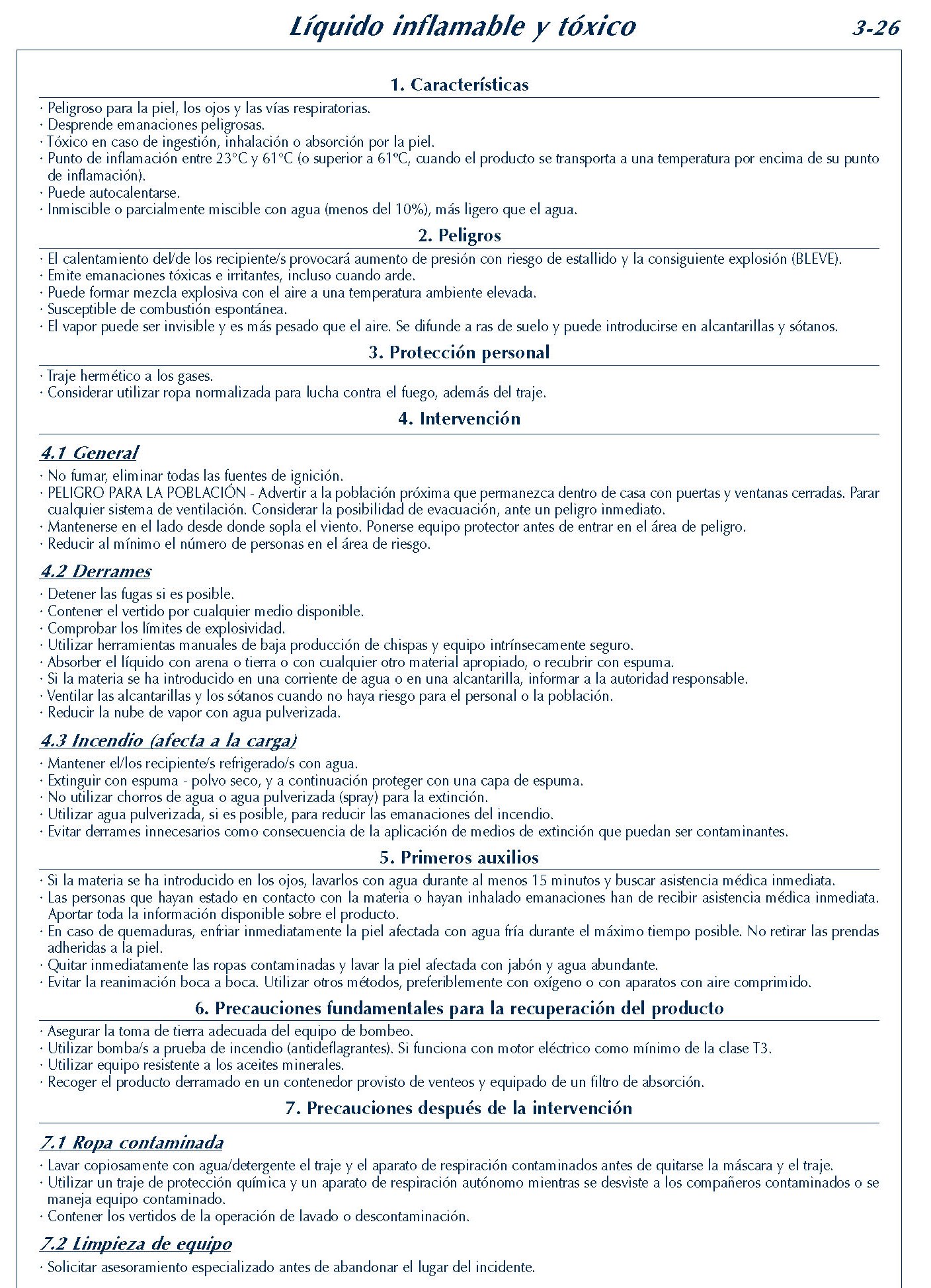 173  FICHA 3-26 LIQUIDO INFLAMABLE FICHAS EMERGENCIA